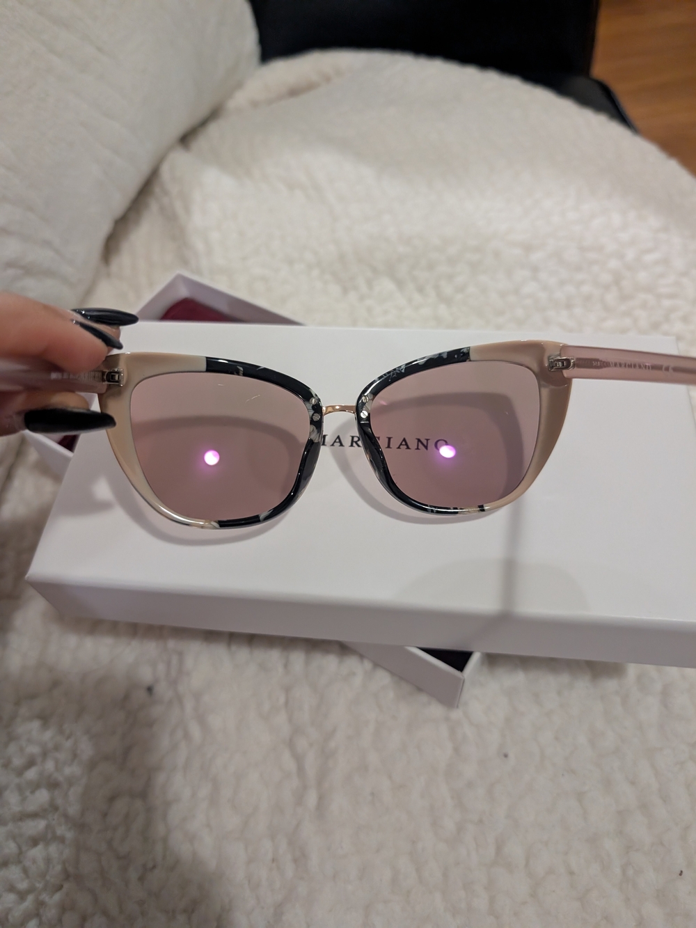 Marciano Black Tortoiseshell Frame Sunglasses with Pink Lenses - Picture 5 of 10